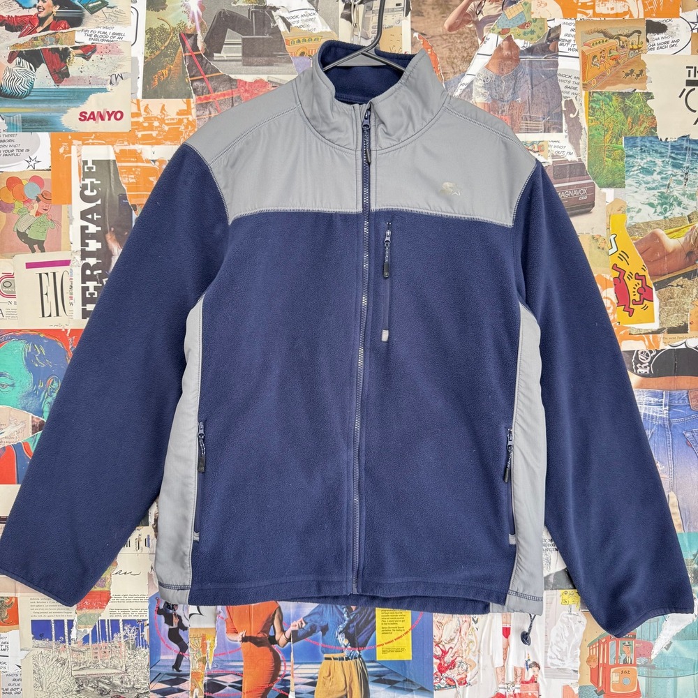 Starter‎ Fleece Jacket Full Zip Navy Gray Mens Size 42-44 Athletic Outdoor
